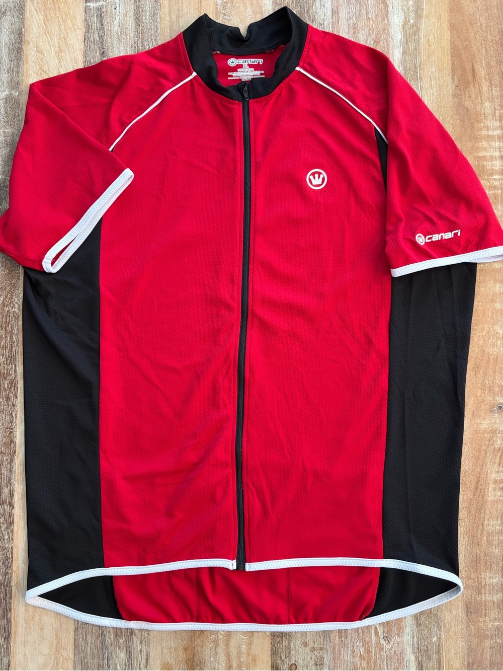 Canari Men's Cycling Jersey XL Red Black Short Sleeve Full Zip Road Bike Shirt
